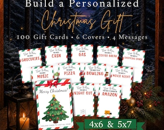 Christmas Gift Card Book Printable, 100 Gift Card Ideas, Personalized Christmas Gift, Gift Card Holder, Holiday Gift Card Book