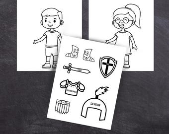 Armor of God Craft Printable - Easy Bible Activity for Kids - Ephesians 6 Coloring and Craft for Sunday School