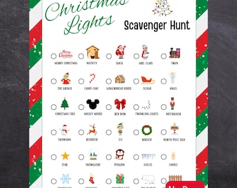 Christmas Lights Scavenger Hunt - No Prep Holiday Game for Kids Adults Family Fun - Neighborhood Lights Drive