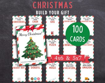 Christmas Gift Card Book Printable Bundle - Easy DIY Holiday Gift with 100 Gift Card Holders for Teens & Adults