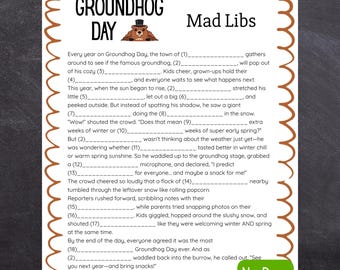 Groundhog Day Mad Libs - Funny Fill in the Blank Story Game Printable - No Prep Party Activity