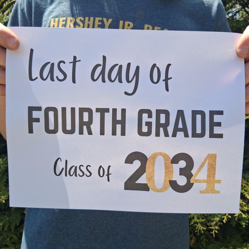 Last Day of Fourth Grade Sign - Class of 2034 Easy Printable Photo Prop ...