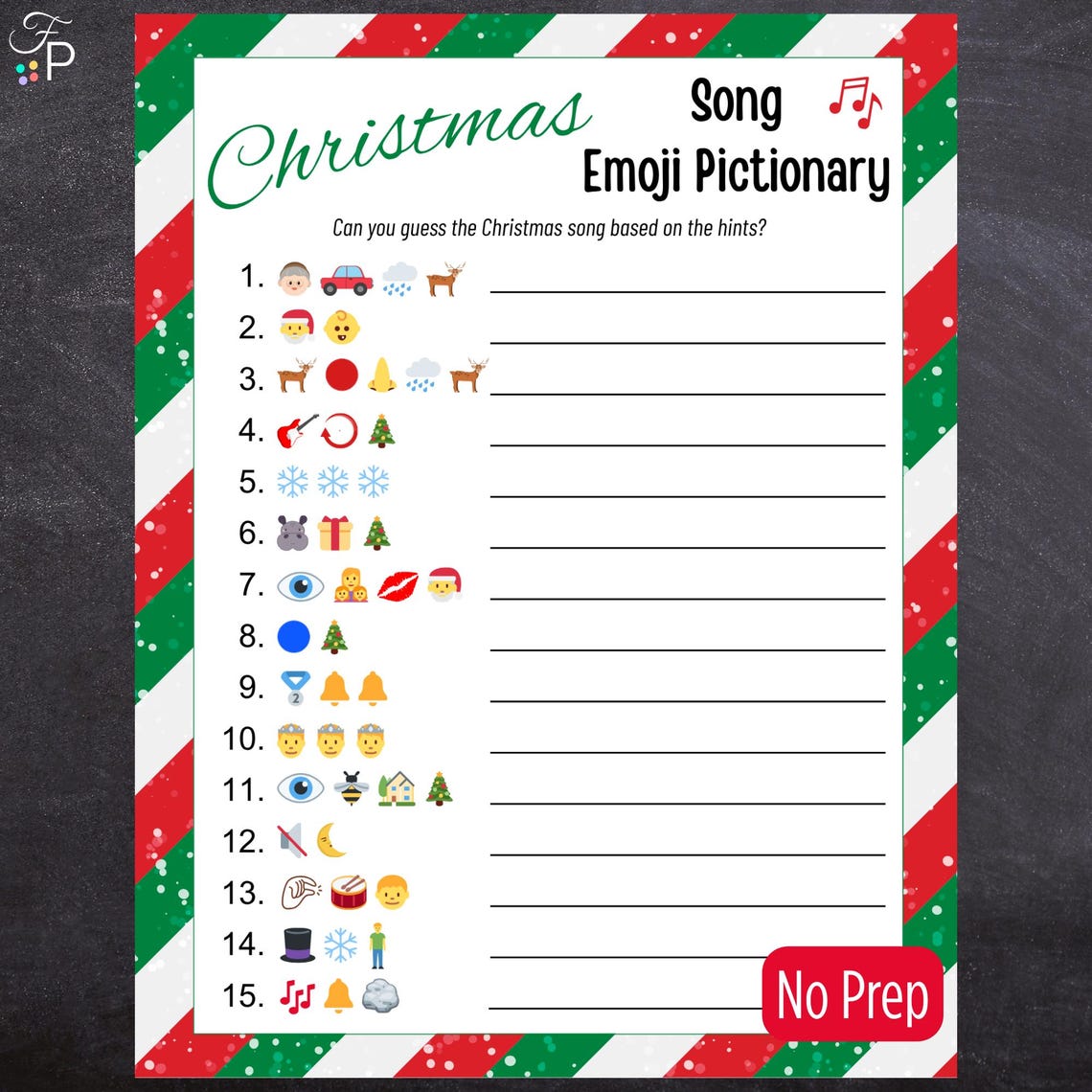 Christmas Song Emoji Pictionary - No Prep Holiday Guessing Game for ...