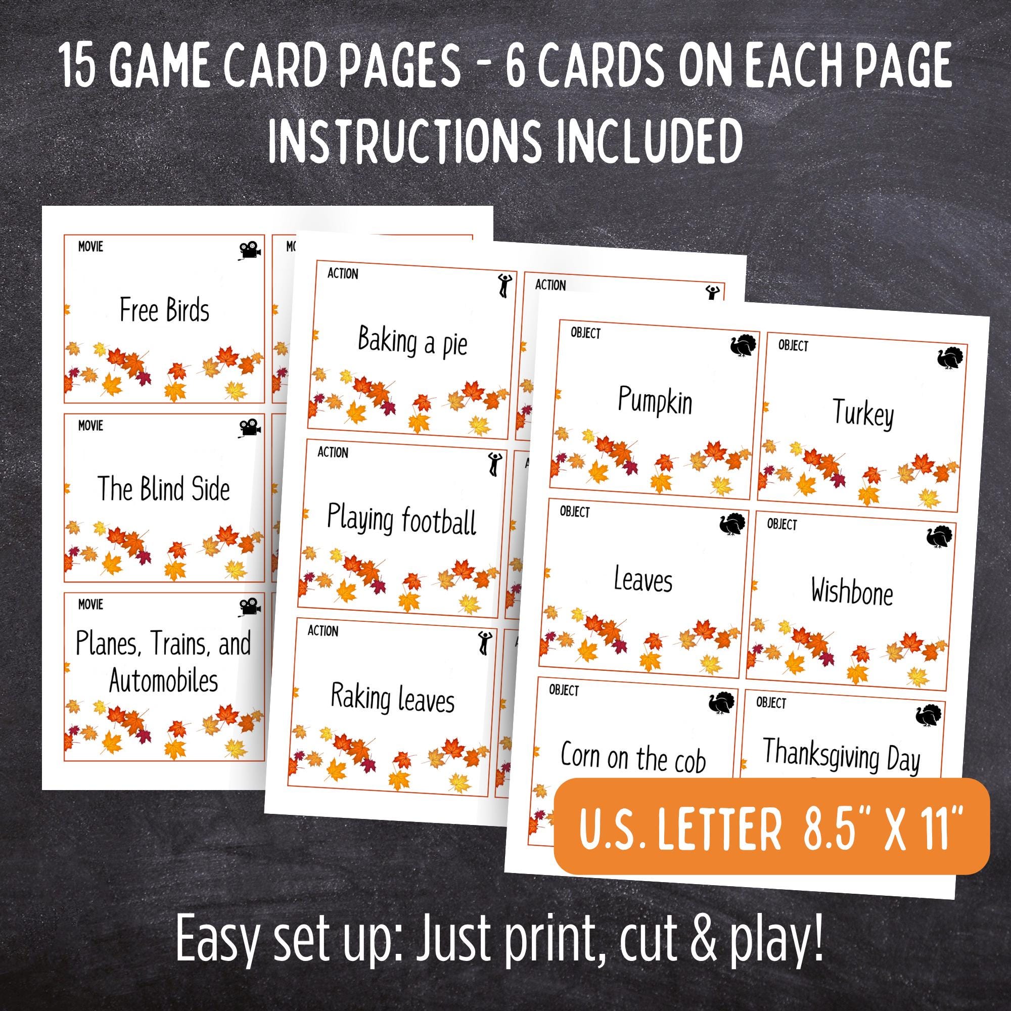 Thanksgiving Charades Game - Act It Out Fun for Family & Friendsgiving ...