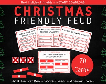 Christmas Friendly Feud | Printable Christmas Game | Christmas Game for Adults and Kids | Christmas Trivia | Office Christmas Party Game