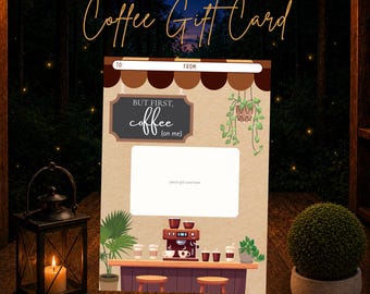 Coffee Gift Card Holder Printable, Coffee Lover Gift, 5x7 Gift Card Holder, Teacher Coworker Thank You Gift