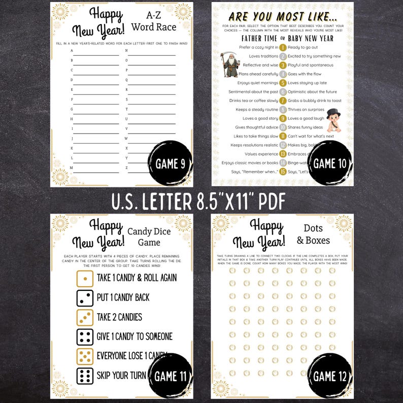 New Year's Eve Game Bundle | 25 Printable New Year Party Games for Kids ...