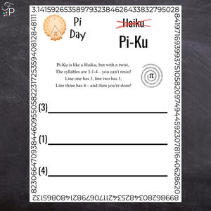 Pi Day Pi-Ku Poem | Printable Pi Day Party Activity for Kids, Adults & Family | Classroom