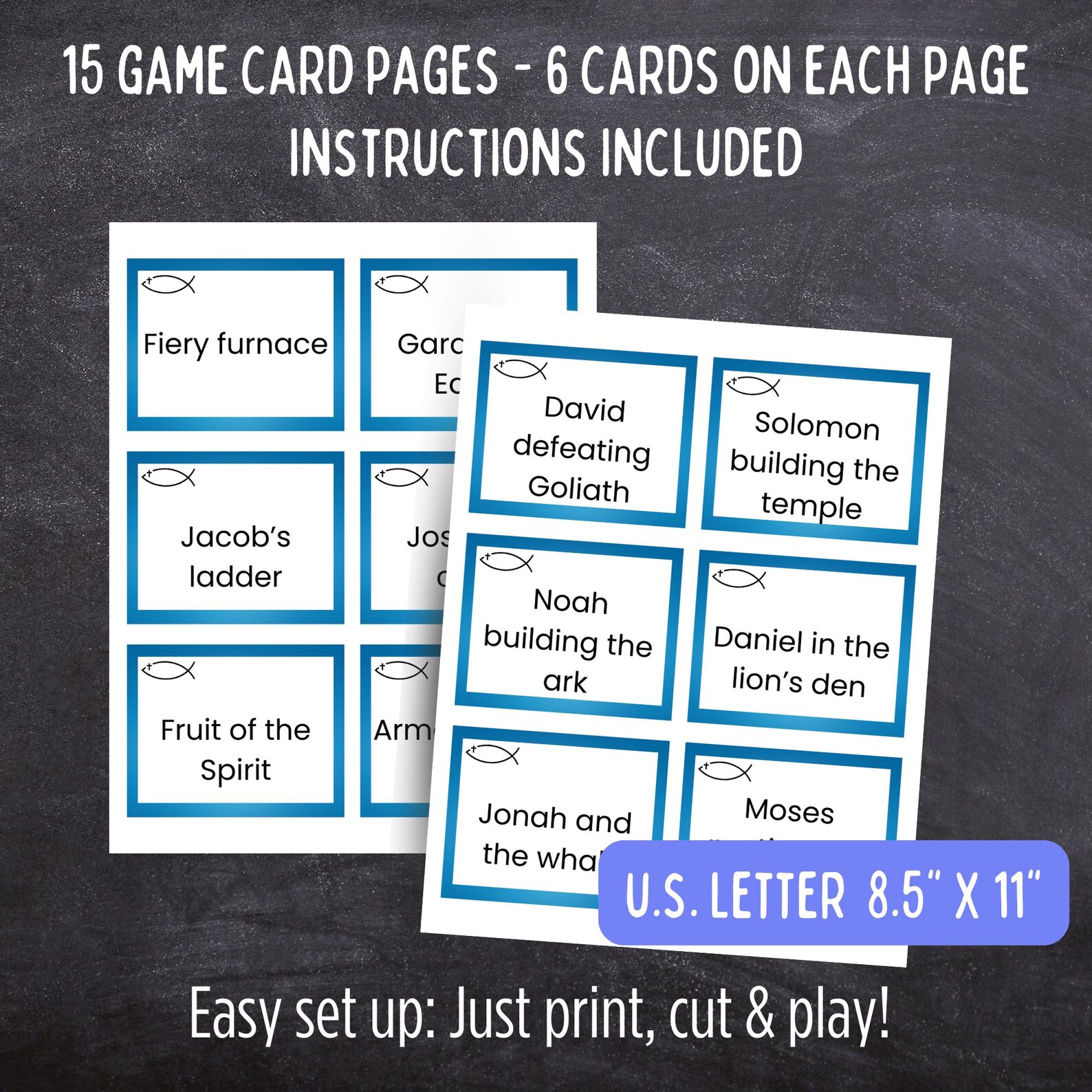 Bible Charades Game - Act It Out Fun Sunday School Game for Kids Teens ...