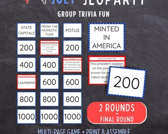 4th of July Jeoparty - Patriotic Trivia Fun for Family & Group Parties