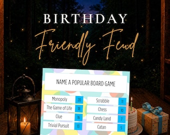 Birthday Friendly Feud Game, Printable Birthday Party Game, Family Feud Style Game, Birthday Games for Adults Kids, Family Party Game