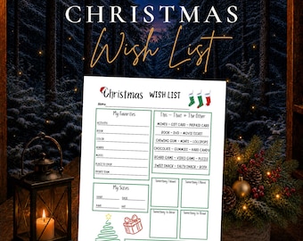Christmas Wish List Printable, Kids Christmas List, Holiday Gift Questionnaire, Want Need Wear Read, Secret Santa Wish List