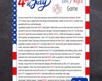 4th of July Left Right Game - Patriotic Family Party Fun Printable
