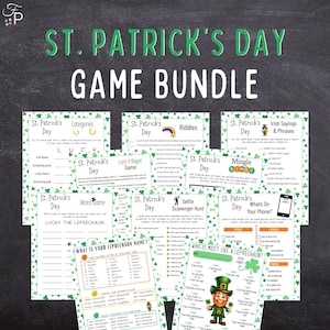 Spelpaket till St. Patrick's Day | 25 utskrivbara festspel till St. Patrick's Day för barn, vuxna, familj | Aktivitetspaket för klassrummet