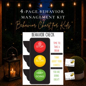 Stop Light Behavior Chart for Kids, Printable Behavior Management Chart, Classroom Behavior Tracker, Homeschool Preschool Routine