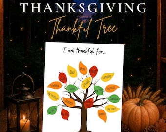 Thanksgiving Thankful Tree Printable, Gratitude Activity for Kids, Family Thanksgiving Craft, Classroom Activity
