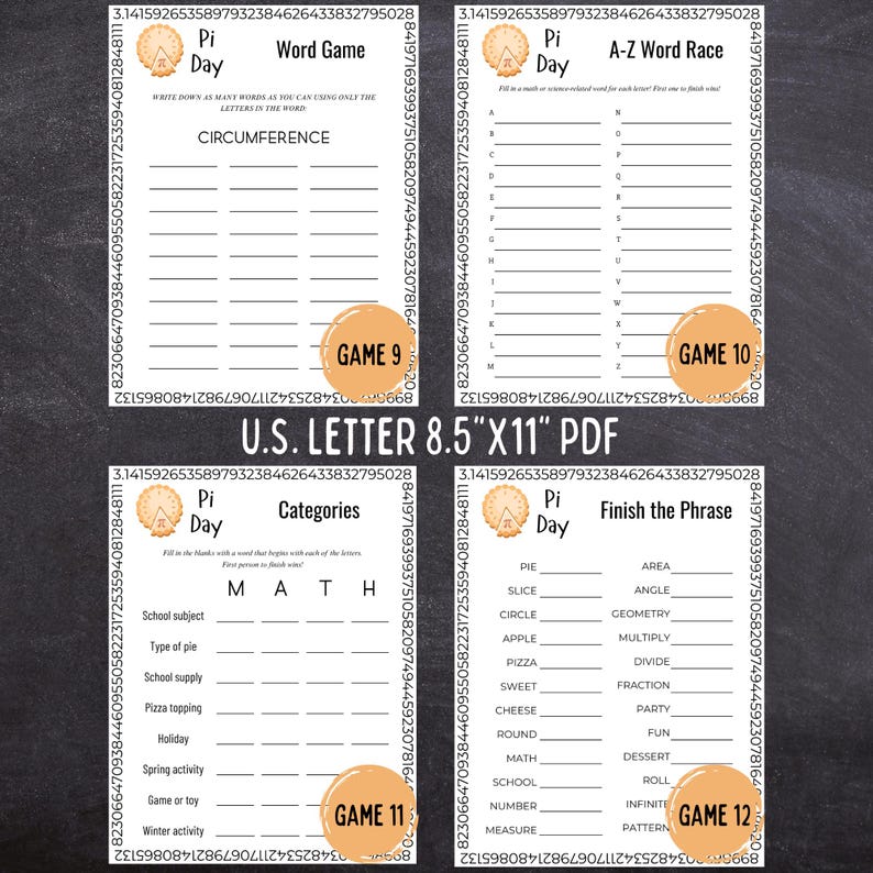 Pi Day Game Bundle - 20 Printable Games for Classroom Parties Easy No ...