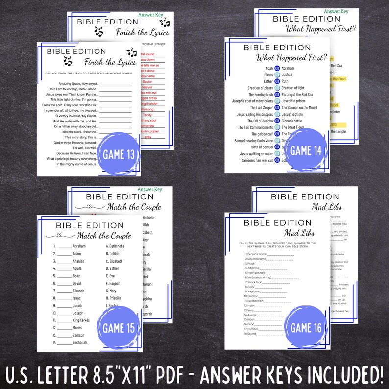 Bible Game Bundle - No Prep Sunday School Games for Kids Teens Adults ...