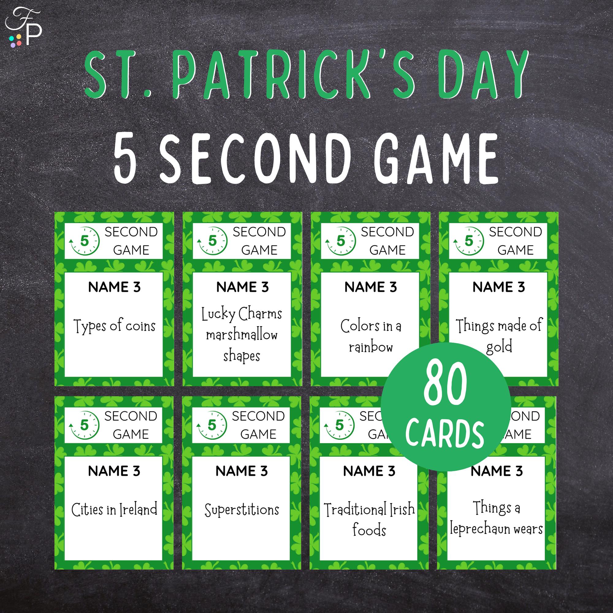 St. Patrick’s Day 5 Second Game | Fun Printable St. Patrick's Day Party ...