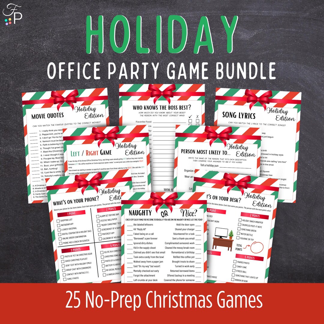 Office Christmas Party Games - No Prep 25 Printable Games for Coworkers ...
