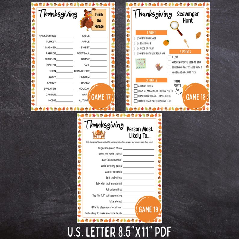 Thanksgiving Game Bundle - No Prep Party Games for Family ...