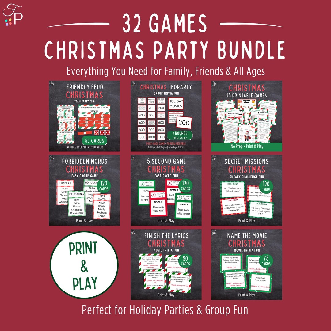 Christmas Party Games Bundle - Easy Holiday Games for Family Classroom ...
