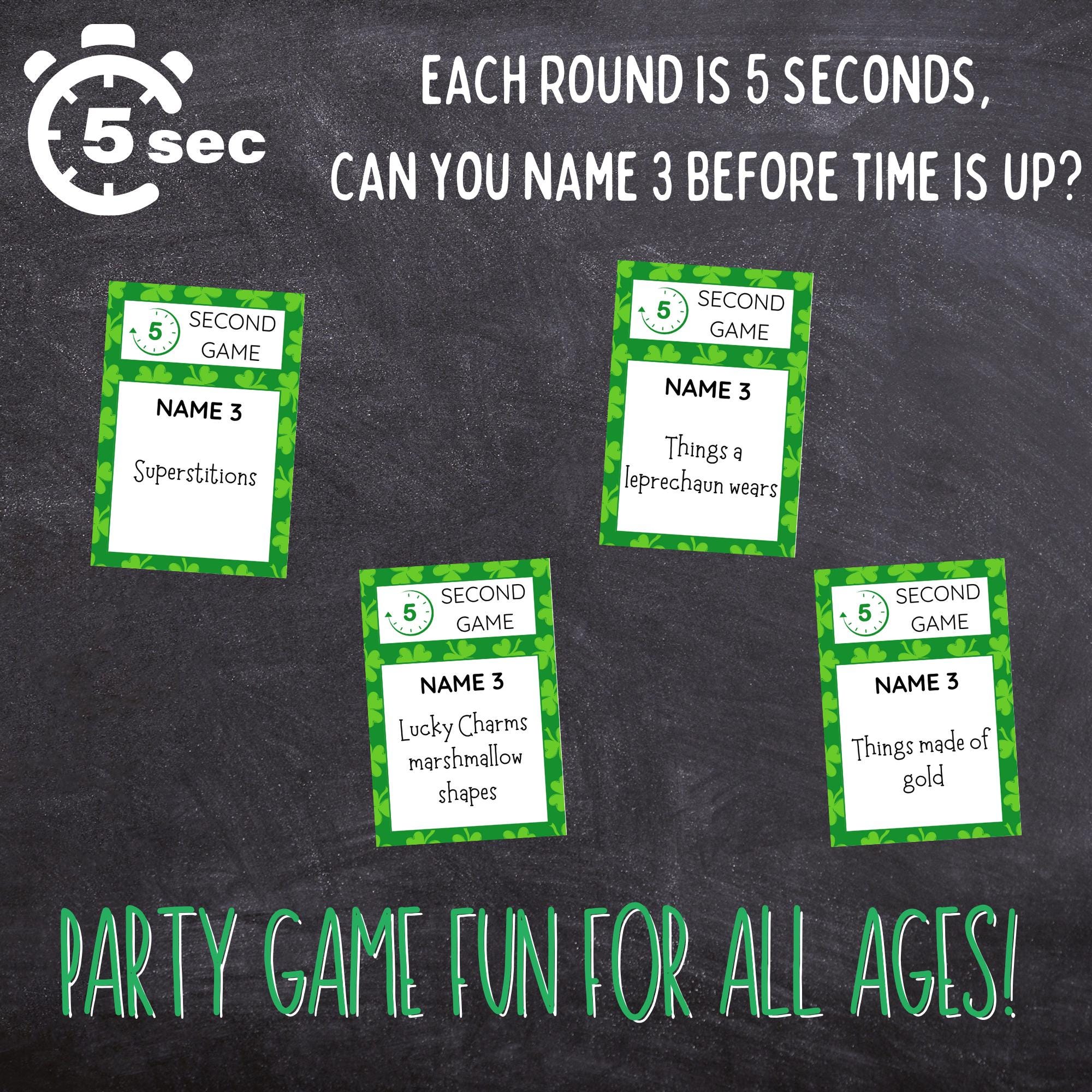 St. Patrick’s Day 5 Second Game | Fun Printable St. Patrick's Day Party ...