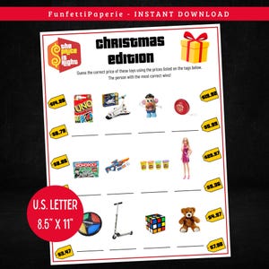 Christmas Price is Right, Printable Christmas Party Game for Kid and Adults, Trivia Game for Groups, Family Game Night, Office Holiday Party