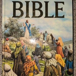 Vintage The Golden Children&#39;s Bible Old New Testament Picture Bible Baby Shower First communion