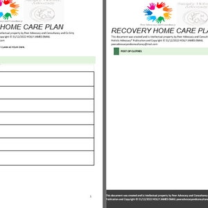Recovery Home Care Plan