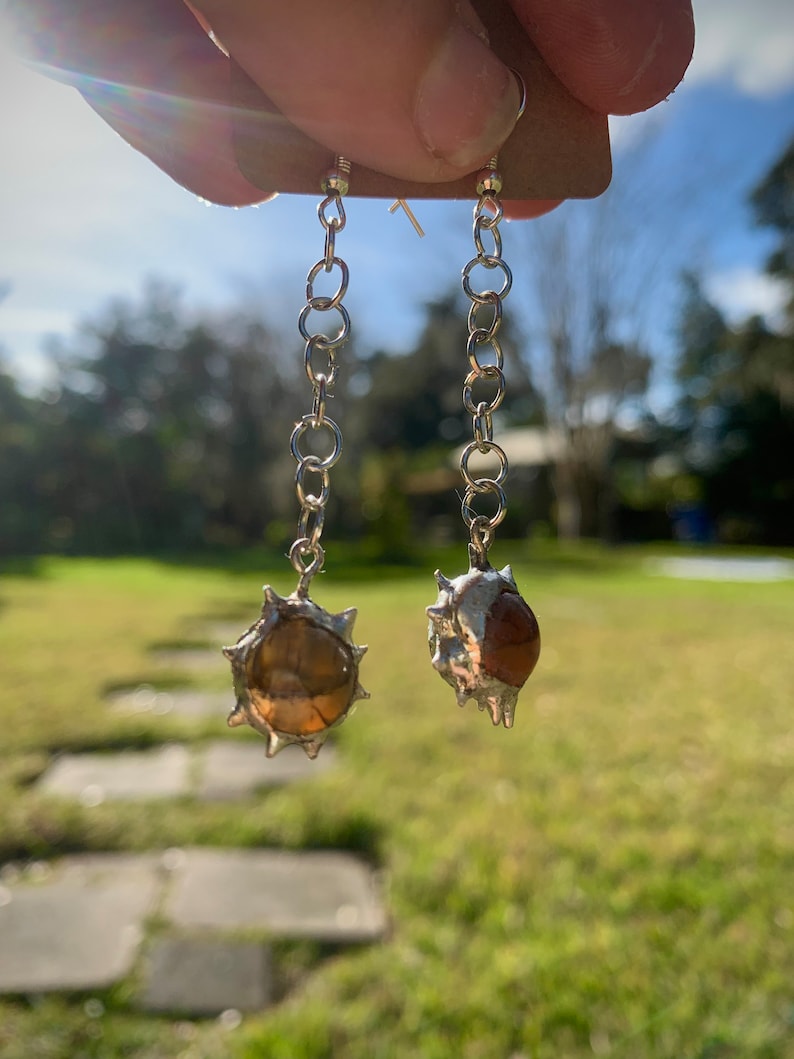 Spikey Crystal Hanging Medevil Mace Earrings Etsy