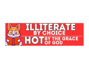 Analfabeet naar keuze heet door de genade van God grappige bumpersticker sticker