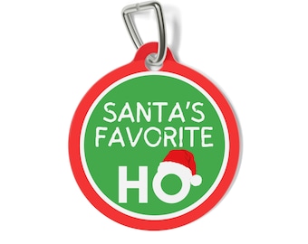 Santa's Favorite Ho Christmas gepersonaliseerde huisdiertag