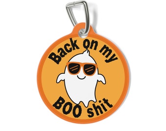 Halloween-spook grappig gepersonaliseerd huisdiertag voor honden en katten
