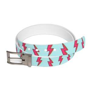 Bowie Ziggy Stardust Lightning Bolt Print Belt -Choose Buckle Color