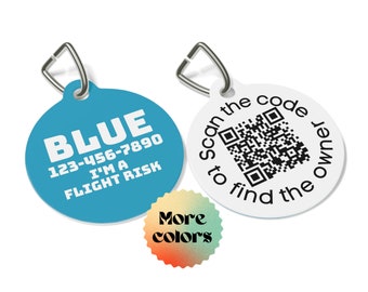 Solid Color QR Code Pet ID Tag for Dogs and Cats Powered by PingTags