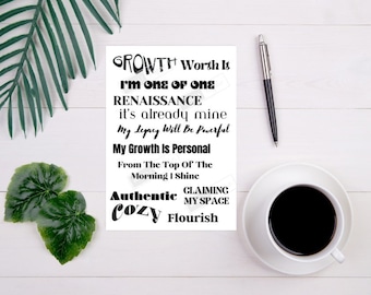 Digital Download | Affirmation Vision Board Printable | 50+ phrases | Instant Download