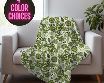 Frog Blanket: Scandinavian Style Velveteen Plush Throw - 4 different color choices