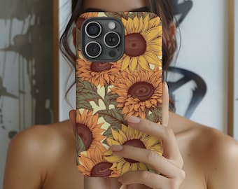 Retro Sunflowers Phone Case: Personalized iPhone & Samsung Cover