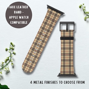 Tartan Plaid Faux Leather Apple Watch Band