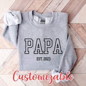 Personalized papa Sweatshirt , Grandpa hoodie with custom established date - Multiple colors available