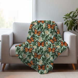 Monarch Butterfly Blanket: Wildflower Velveteen or Sherpa Fleece