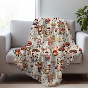 Woodland Creatures Blanket: Cottagecore Forest Animal Plush Throw