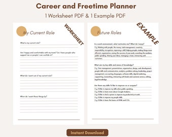 Career Review Planner | Career Goals | Freetime Goals | Work-life balance | Printable & Fillable PDF | Instant Download
