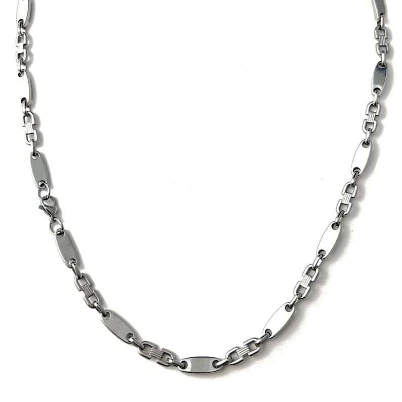 Plate Chain Stainless Steel 60 cm 4mm to 10.5mm Cuban Necklace Plate Chain Necklace Silver 6,5mm