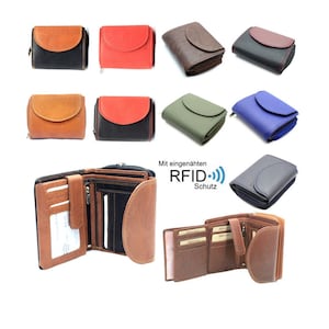Damen Geldbörse mit RFID Schut Portemonnaie Echt Leder Frauen Portmonee Brieftasche Geldbeutel 040