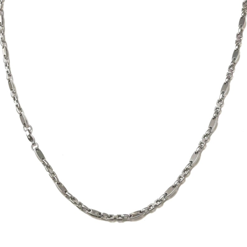 Plate Chain Stainless Steel 60 cm 4mm to 10.5mm Cuban Necklace Plate Chain Necklace Silver 4mm