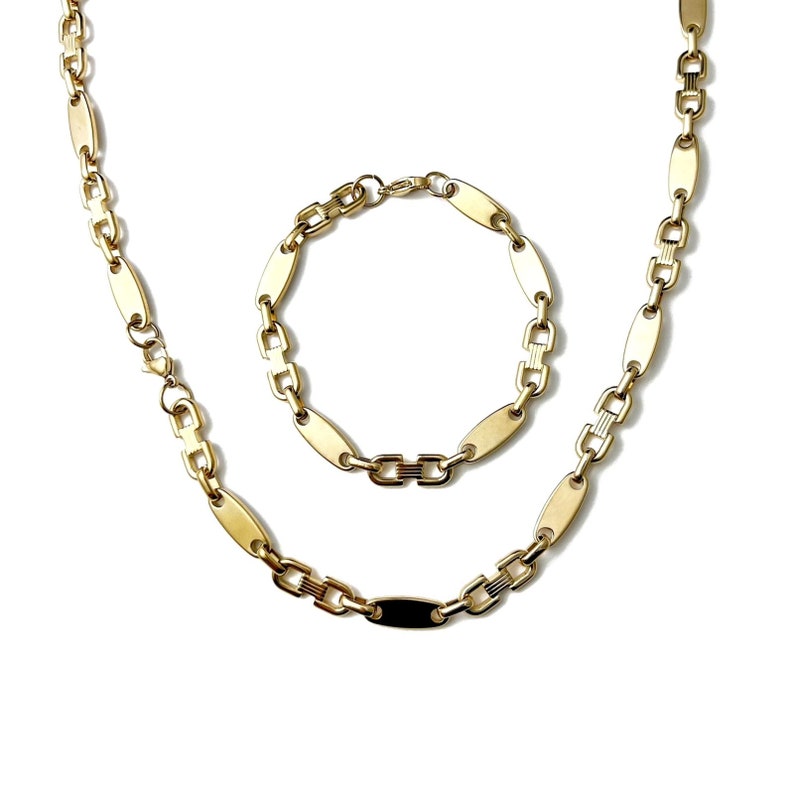Plate chain set stainless steel 60 cm 4 mm to 10.5 mm Cuban necklace bracelet plate chain image 5