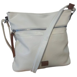 Tasche Shopper Beuteltasche Crossbody Handtasche Schultertasche Umhängetasche Weiß-Cream