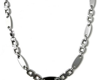 Plate Chain Stainless Steel 60 cm 4mm to 10.5mm Cuban Necklace Plate Chain Necklace Silver